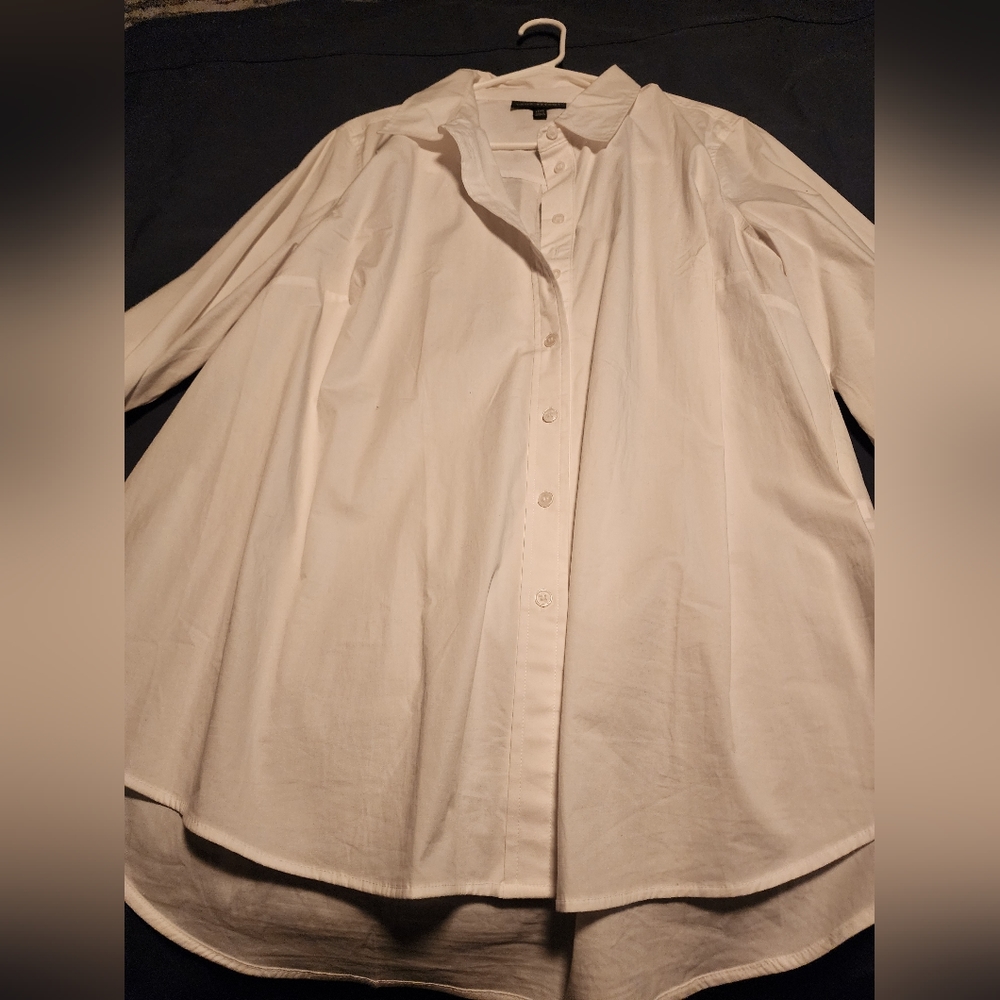Solid White Button-Up Blouse - image 1